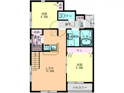 グレースII(2LDK/1階)の間取り写真
