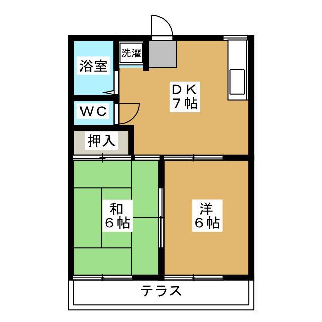 コスモハイツ松本I(2DK/1階)の間取り写真