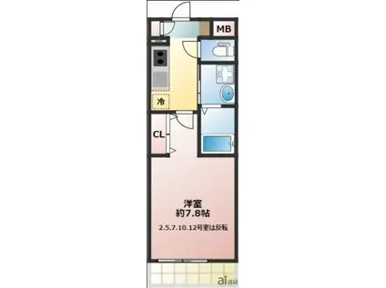 カサブランカ CASA BLANCA(1K/2階)の間取り写真