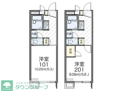 レオパレス旭(1K/1階)の間取り写真