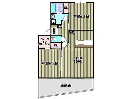 シャーメゾン光明池(2LDK/1階)の間取り写真