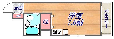 エンゼルマリン元町(ワンルーム/4階)の間取り写真