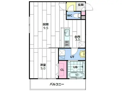 アンジュ・ロゼ(1LDK/3階)の間取り写真