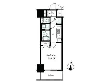 ラヴ心斎橋ウエスト(1K/7階)の間取り写真