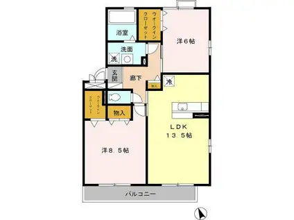 ラフィーネ・フォーレ A(2LDK/3階)の間取り写真