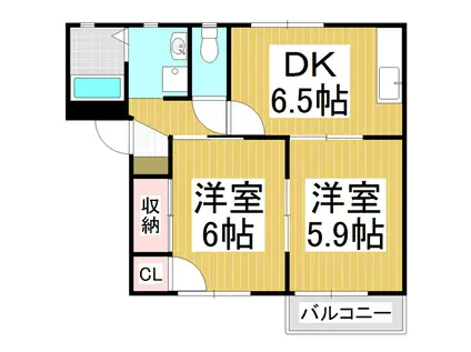 シャーメゾン大町B棟(2DK/2階)の間取り写真