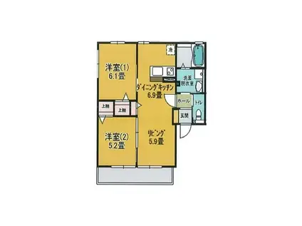 ラ・ルーチェC(2LDK/2階)の間取り写真