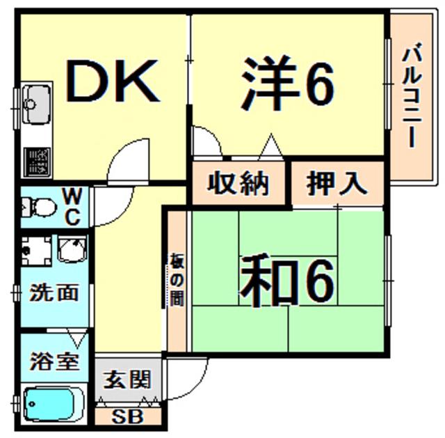 ミヤケハイツ(2DK/1階)の間取り写真