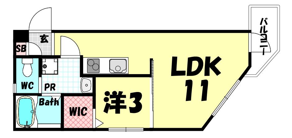 FLOWER GARDEN KOBE(1LDK/1階)の間取り写真