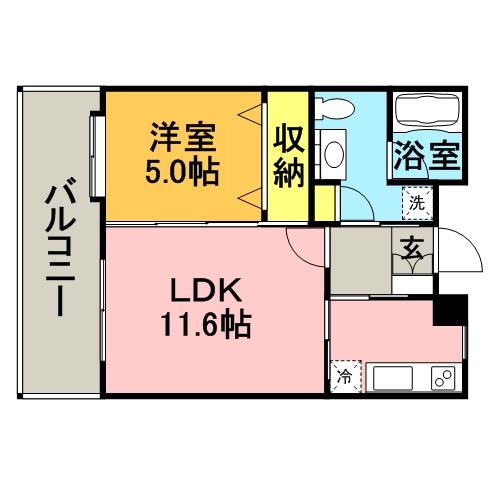 リアンシエルブルー東比恵(1LDK/7階)の間取り写真