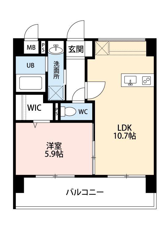 免疫ビルEXCIA II(1LDK/2階)の間取り写真