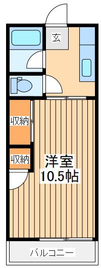 コーポ宅井(1K/3階)の間取り写真