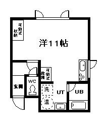 フリーダムシティ(ワンルーム/2階)の間取り写真