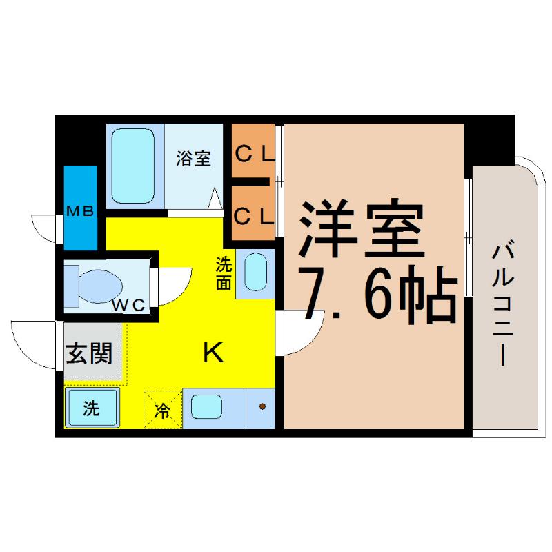 GRAND LUMIERE(1K/8階)の間取り写真