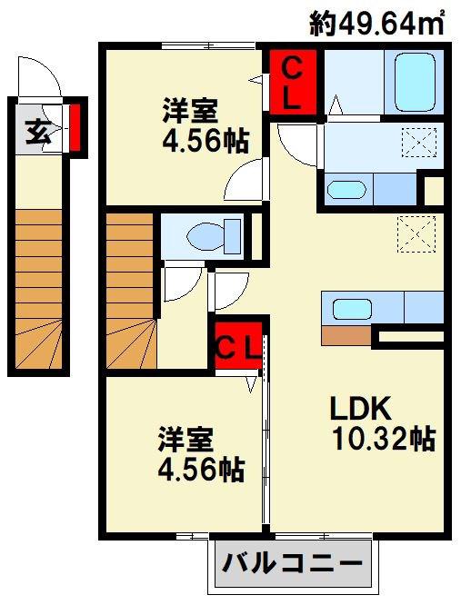 ゆららIII(2LDK/2階)の間取り写真