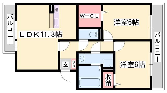 プリンシプルIII(2LDK/3階)の間取り写真