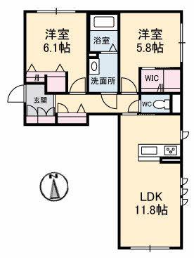 ブルーム津島福居(2LDK/1階)の間取り写真
