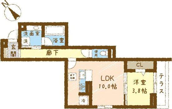 JR東海道本線 安城駅 徒歩5分 3階建 築1年(1LDK/1階)の間取り写真