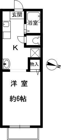 コーポ宮町(1K/1階)の間取り写真