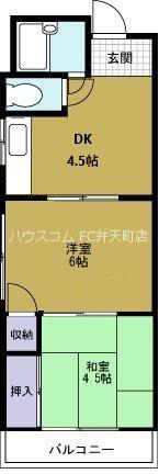ロイヤルハイツニシダ(2DK/3階)の間取り写真