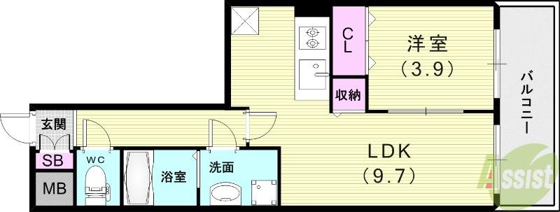 BLANCOSTA THE CLASS(1LDK/2階)の間取り写真