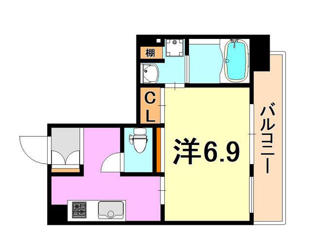 レジディア神戸元町(1K/14階)の間取り写真