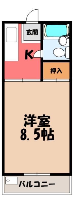 こーぽかさゆ(1K/2階)の間取り写真