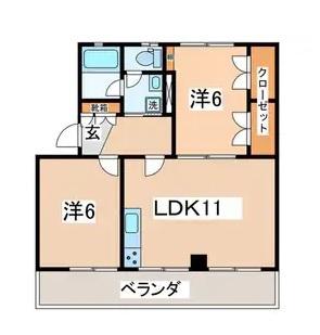 桃山コーポ2号棟(2LDK/4階)の間取り写真