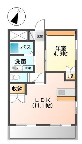 グランディールIII(1LDK/1階)の間取り写真