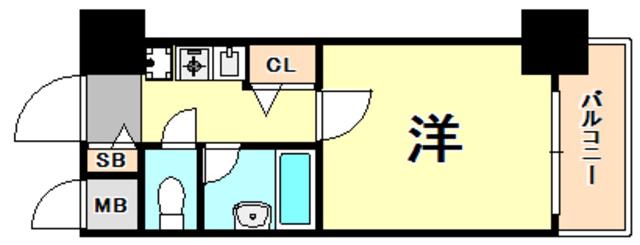 エスリード新神戸(1K/7階)の間取り写真
