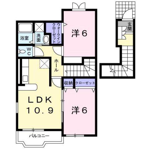 BRIGHT SQUAREII(2LDK/2階)の間取り写真
