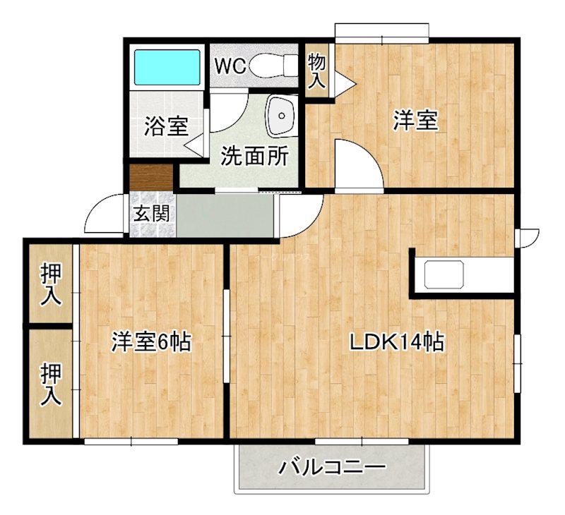 ヴェルドミールD(2LDK/1階)の間取り写真