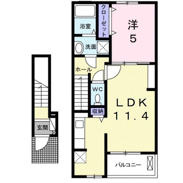 ロイヤルシャトー・K(1LDK/2階)の間取り写真