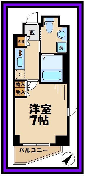 プラウドフラット登戸(1K/5階)の間取り写真