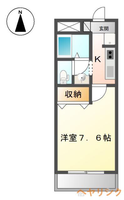 グリーンハイム(1K/1階)の間取り写真