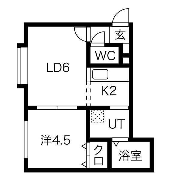PALM HILL豊平公園(1LDK/2階)の間取り写真