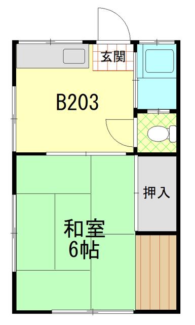 港南ハイツ(1K/2階)の間取り写真