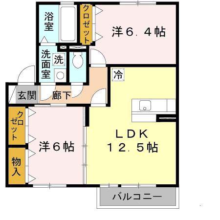 サンセールS(2LDK/2階)の間取り写真