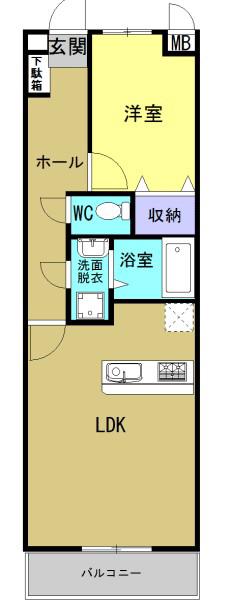 杉村ビル(1LDK/4階)の間取り写真
