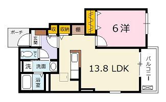 アンリアン(1LDK/1階)の間取り写真