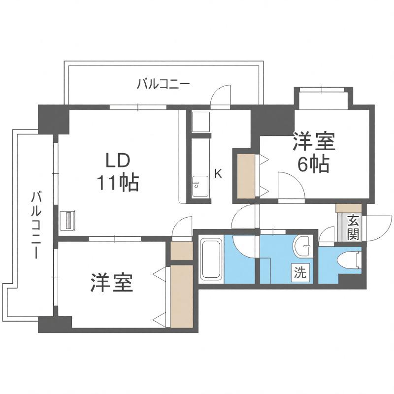 第10旭レジデンス(2LDK/5階)の間取り写真