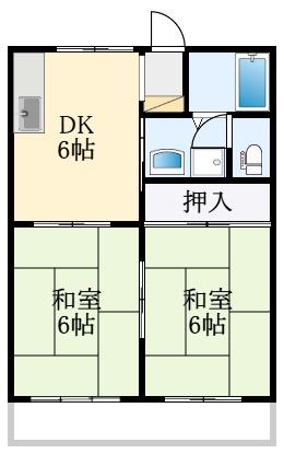 宝寿マンション(2DK/3階)の間取り写真