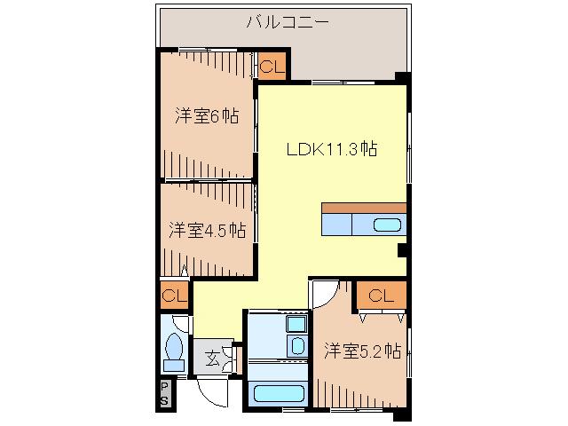 沖縄県中頭郡西原町 2階建 築16年(3LDK/2階)の間取り写真