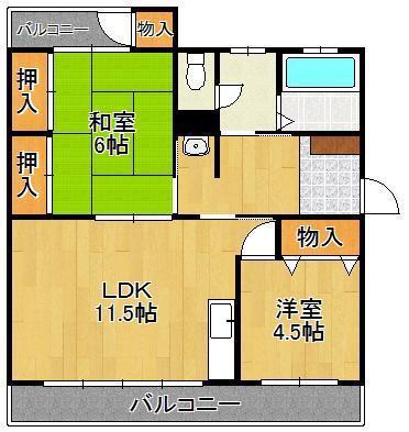 第1石打ビル(2LDK/2階)の間取り写真