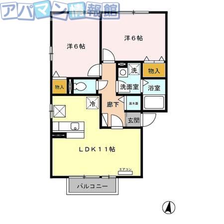 グランメールあおば通(2LDK/1階)の間取り写真