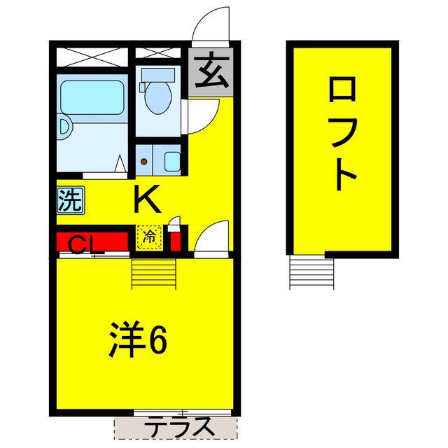 ベルハイムIII(1K/1階)の間取り写真