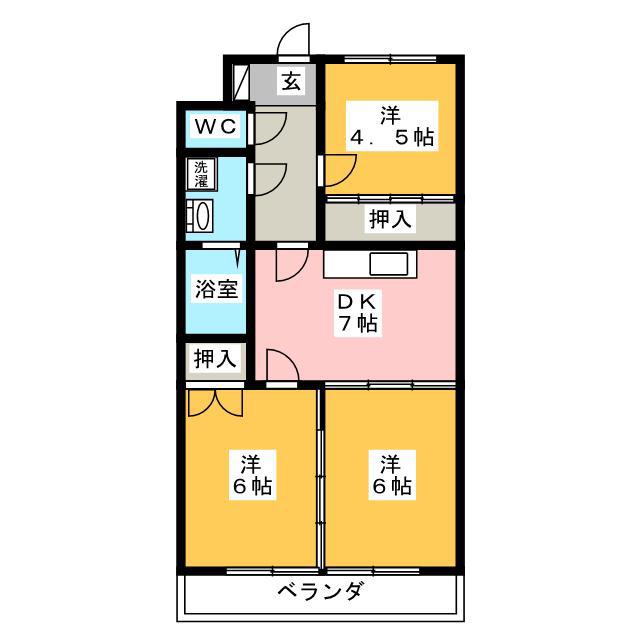 エヌタス西河渡 B棟(3DK/3階)の間取り写真