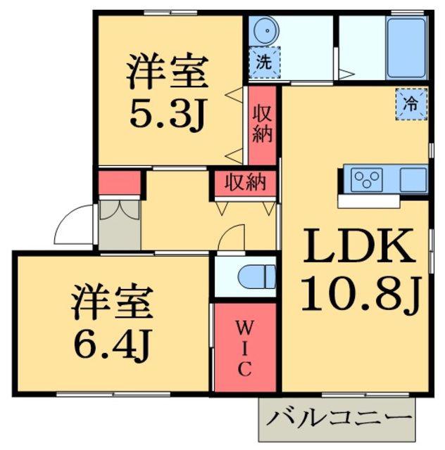 プリムローズ弐番館(2LDK/1階)の間取り写真