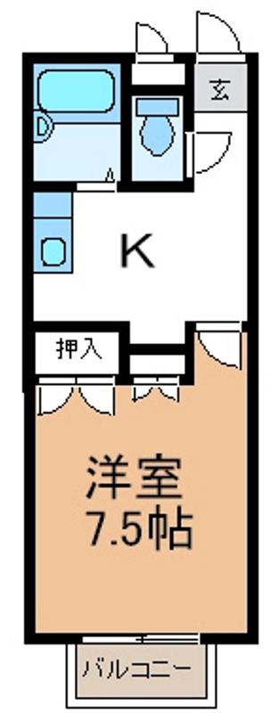DEAR COURT A棟(1K/2階)の間取り写真