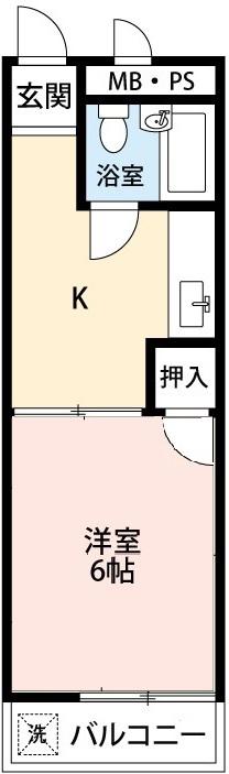シャレーミウラ(1K/2階)の間取り写真
